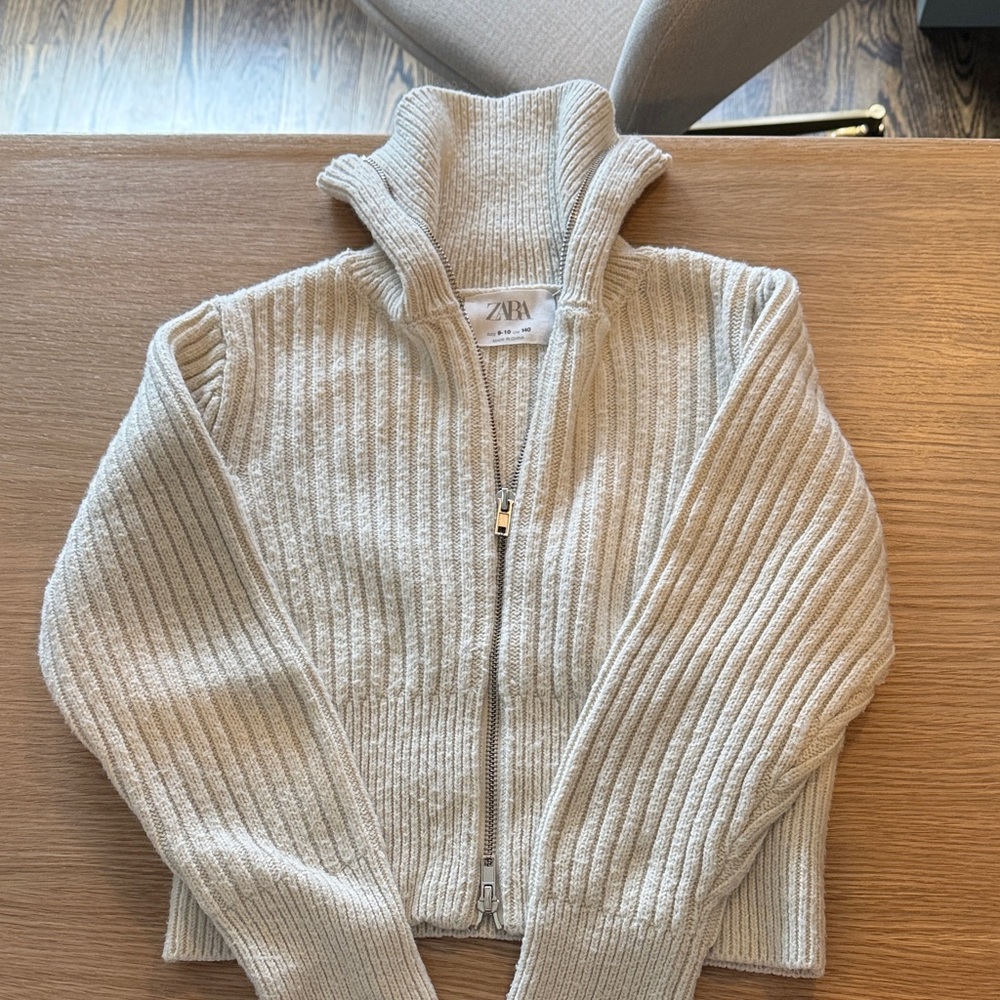 Zara Beige Ribbed Turtleneck Sweater